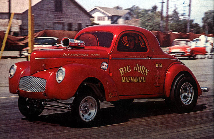 Big John Mazmanian 1941 Vintage Gasser NHRA Acme Blown HEMI Candy Apple Red...